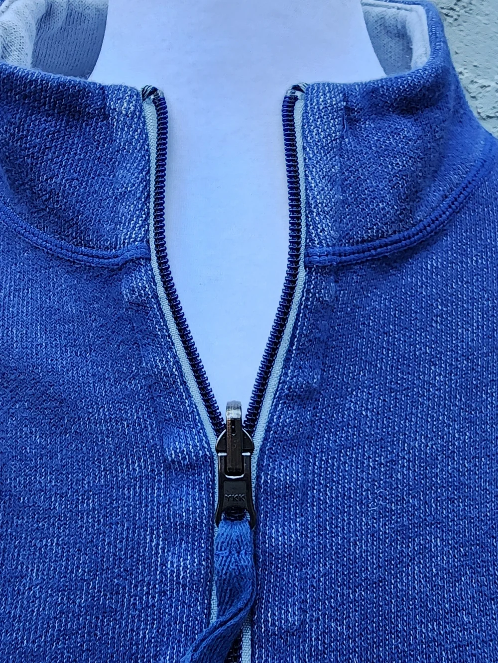 ORVIS Blue Full Zip Mock Neck Knit Sweater Jacket